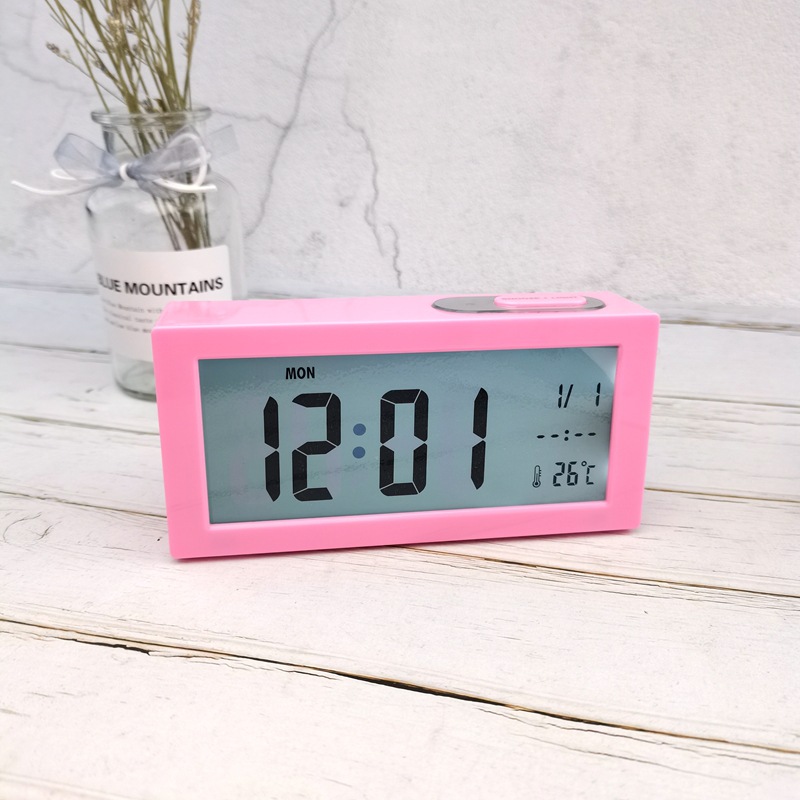 简约多功能LCD闹钟学生床头时钟感光电子钟显示星期温度外贸890H