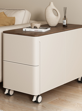 新款马鞍皮客厅沙发边几可移动侧边柜夹缝柜实木小户型茶几角几