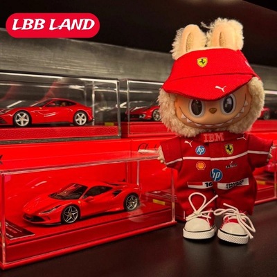 labubu赛车服娃衣红色法拉利汉密尔顿一二三代拉布布衣服帽子批发
