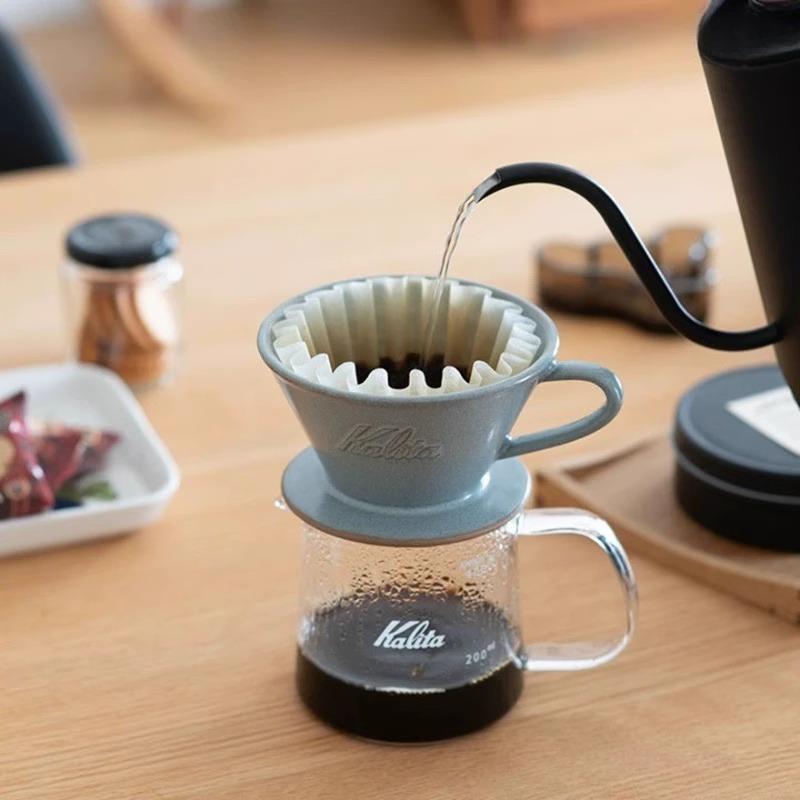 日本原装Kalita手冲咖啡滤杯卡莉塔三孔蛋糕型滤杯美浓烧185滤杯