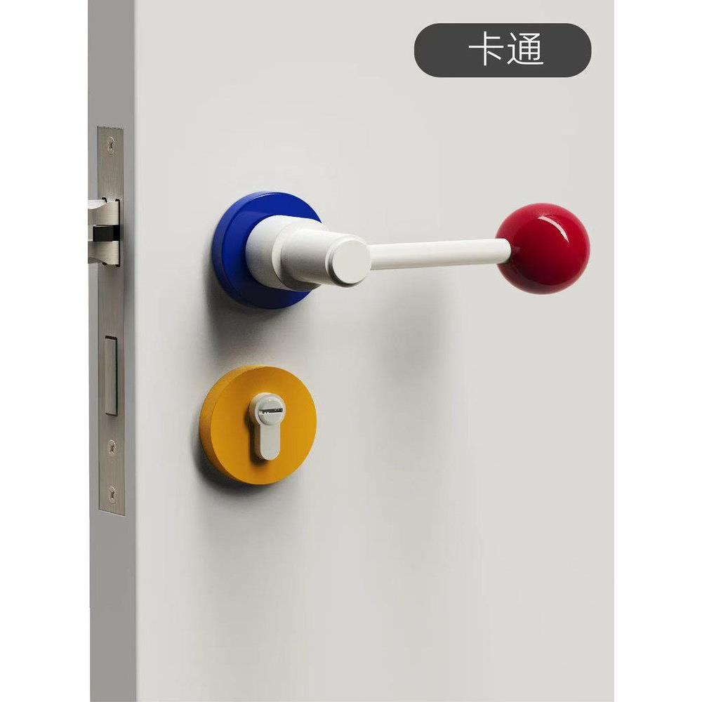 法式极儿童房门锁简球形门把手银白色磁吸静音复古实木家用房门锁