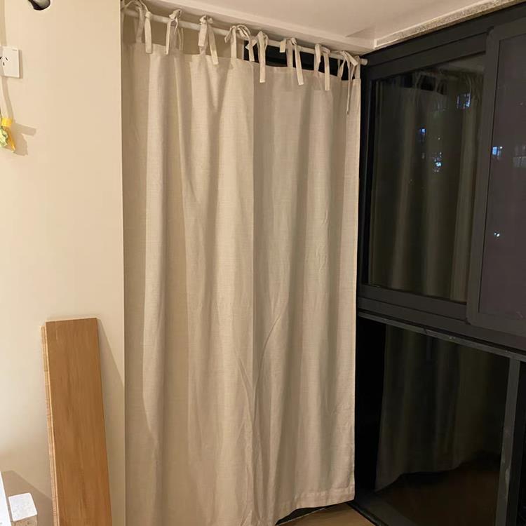 厨房短帘纯色日式北欧棉麻半遮光窗帘布门帘柜子遮挡帘遮丑帘定制