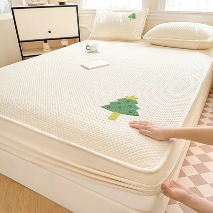 A类牛奶绒夹棉床笠单件冬季加厚床垫保护罩三件套床罩床单可机洗