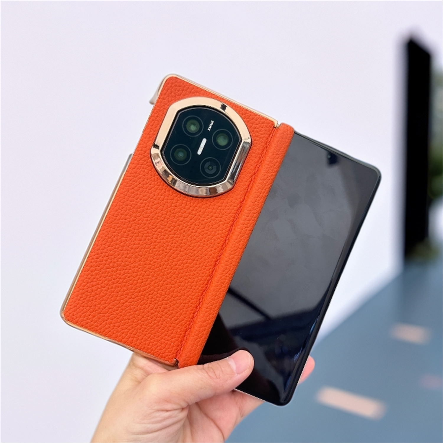 适用华为mateX7手机壳真皮磁防摔