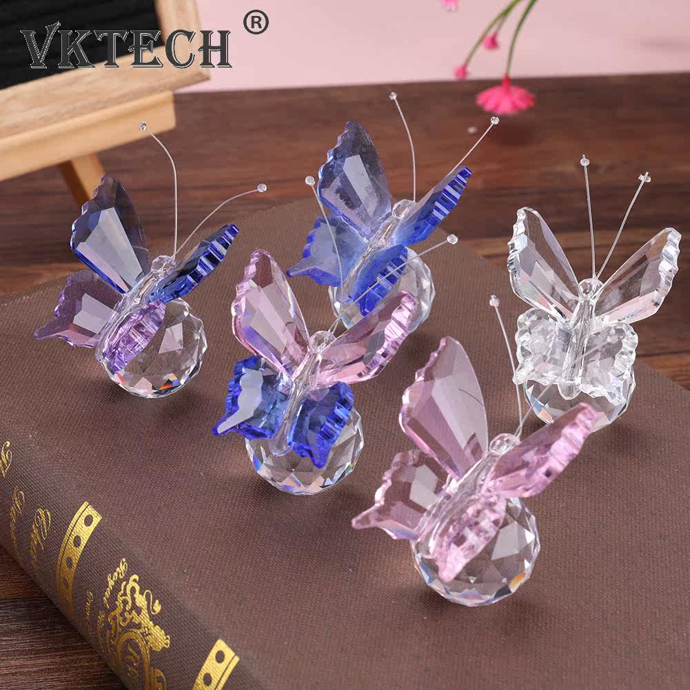 crystal flying butterfly figurine with clear glass crystal