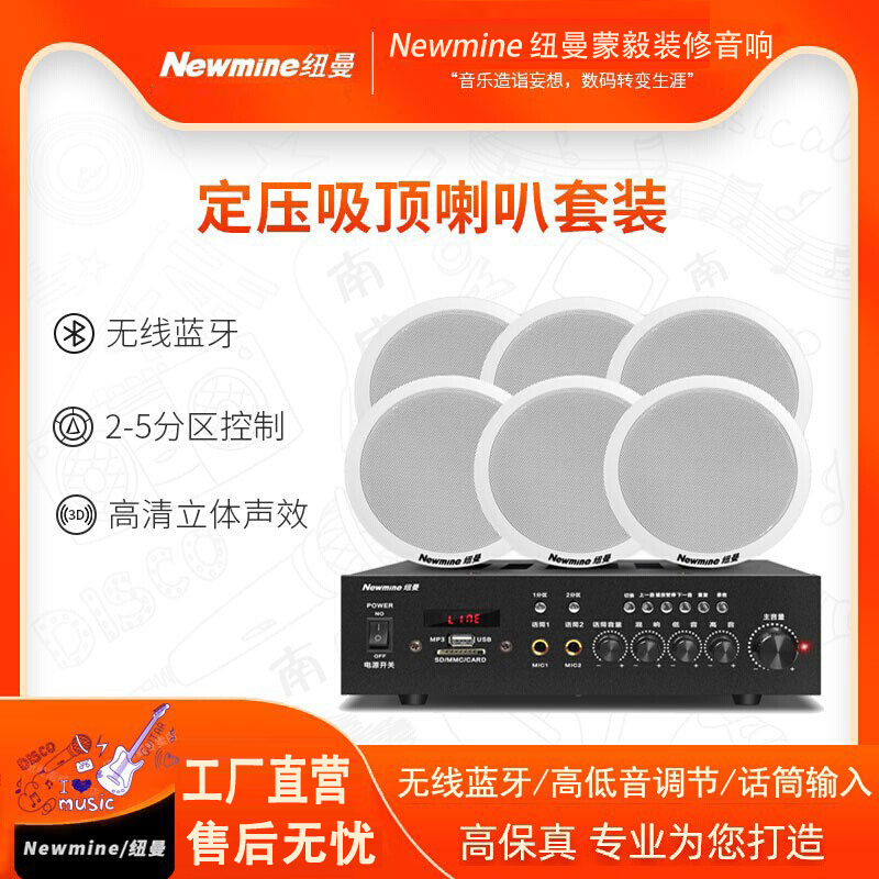 纽曼吸顶式音响箱客厅家用店铺装修背景音乐功放套装会议室天花板