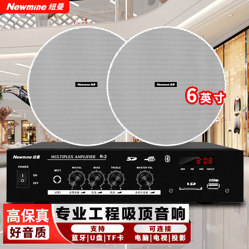 纽曼吸吊顶音响套装蓝牙家用商用会议店铺背景音箱R/19/R106/R20