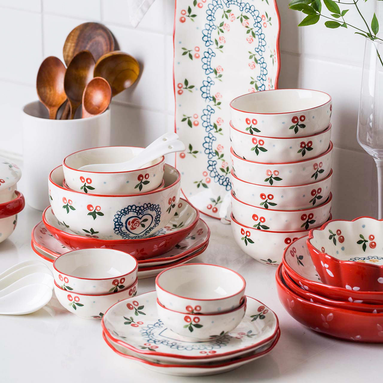 Modern housewife Japanese Cherry cutlery set lovely dishes
