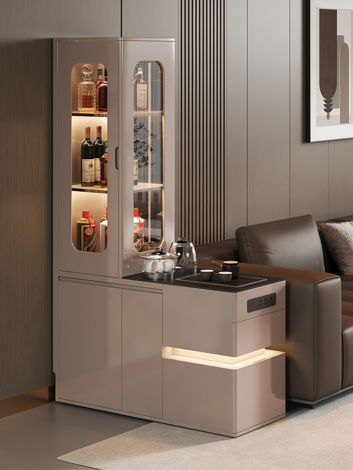 沙发边柜边茶柜无障碍豪华高端客厅隔断窄边桌入口储物柜2025新款