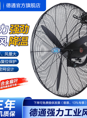 德通强力工业风扇壁挂扇调速挂墙式大功率摇头牛角电风扇DF750-TW
