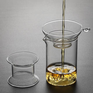 日式公道杯茶漏功夫茶具滤茶一体分加厚玻璃耐热透明泡茶过滤杯