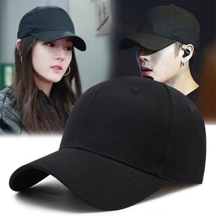 黑色棒球帽子男冬季新款加深硬顶大头围宽檐鸭舌帽春秋女潮显脸小