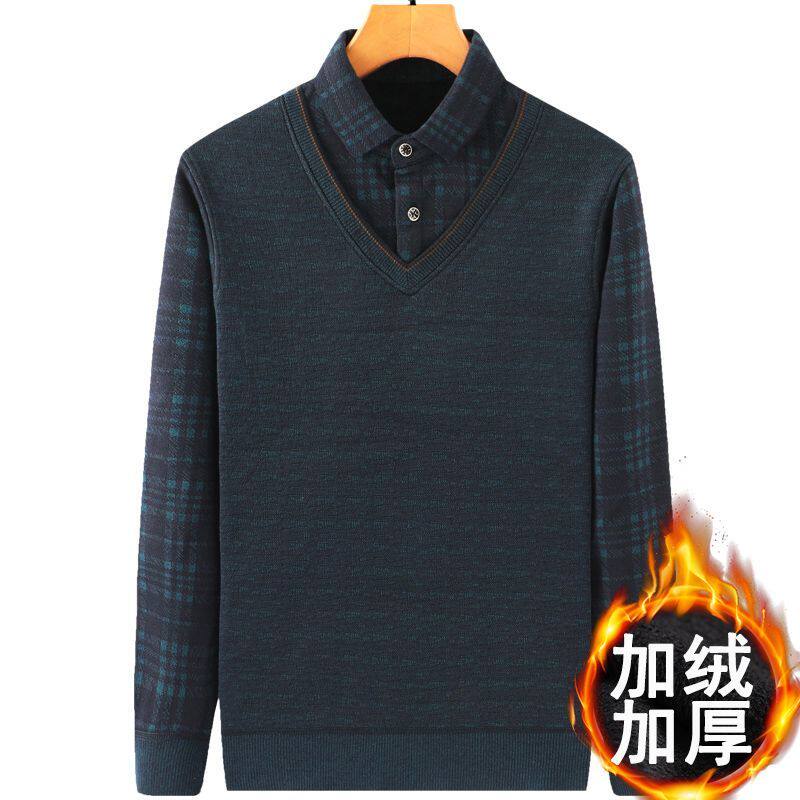 爸爸毛衣加绒加厚男中年