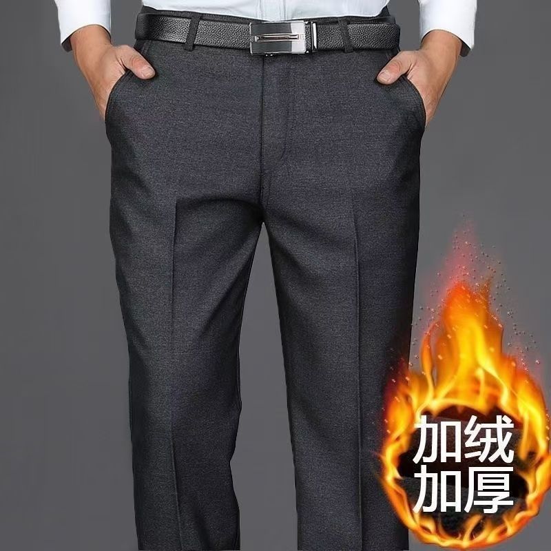加绒加厚裤子中老年直筒