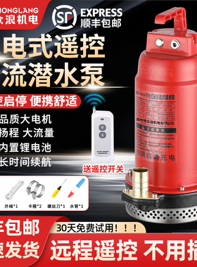 充电式便携直流潜水泵小型无线遥控12V家用农用灌溉浇菜抽水泵