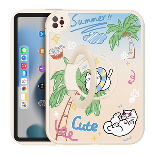 夏日椰树适用苹果ipadpro保护套2022防摔ipadair5保护壳ipad10/9/8带支架mini4迷你硅胶2021新款6第十代7旋转