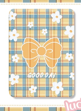 黄色格子ipad2021保护套带笔槽ipad9平板壳air5新款英寸mini6三折苹果2第九八87代10.9软硅胶4防摔pro11全包3