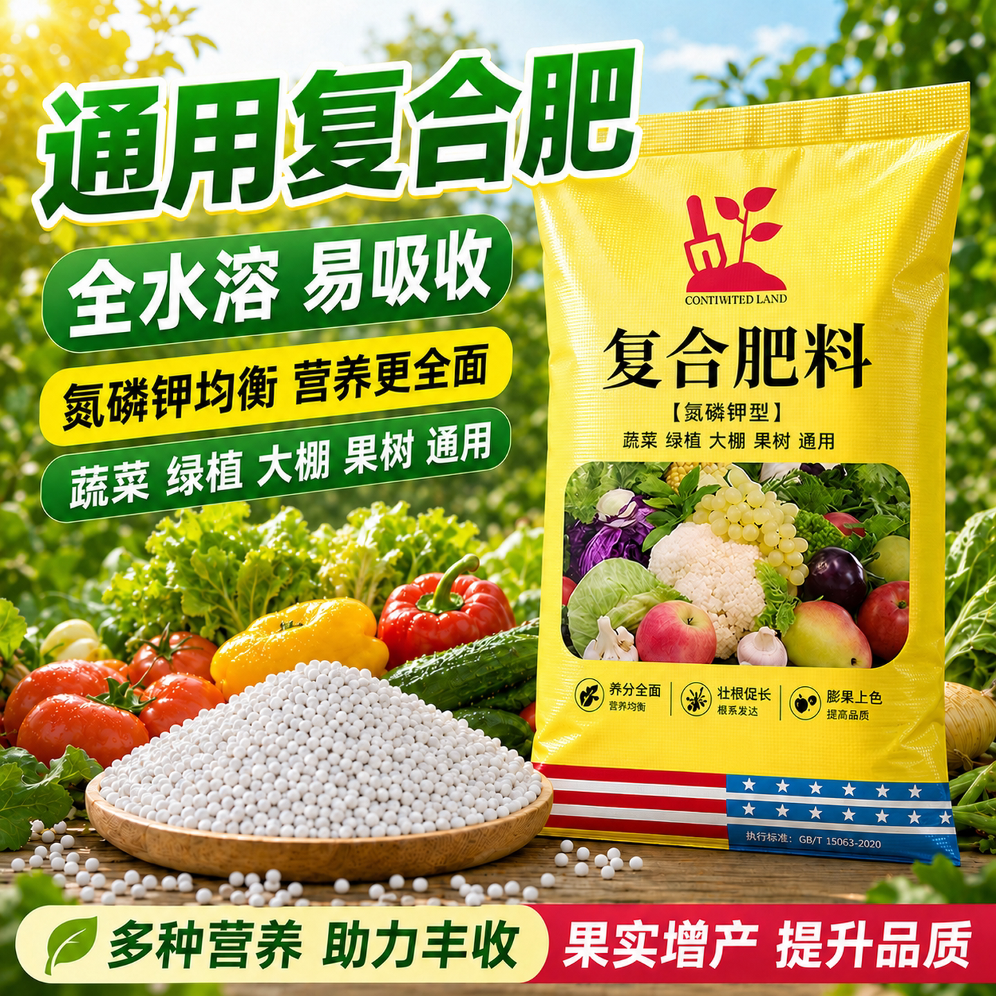 复合肥蔬菜农用种菜氮磷钾三元复合肥料复合肥花肥果树家用通用型