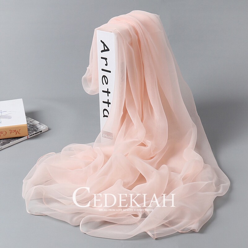 夏季薄款丝巾纯色女士纱巾薄款百搭春秋长款披肩遮阳雪纺围巾超大