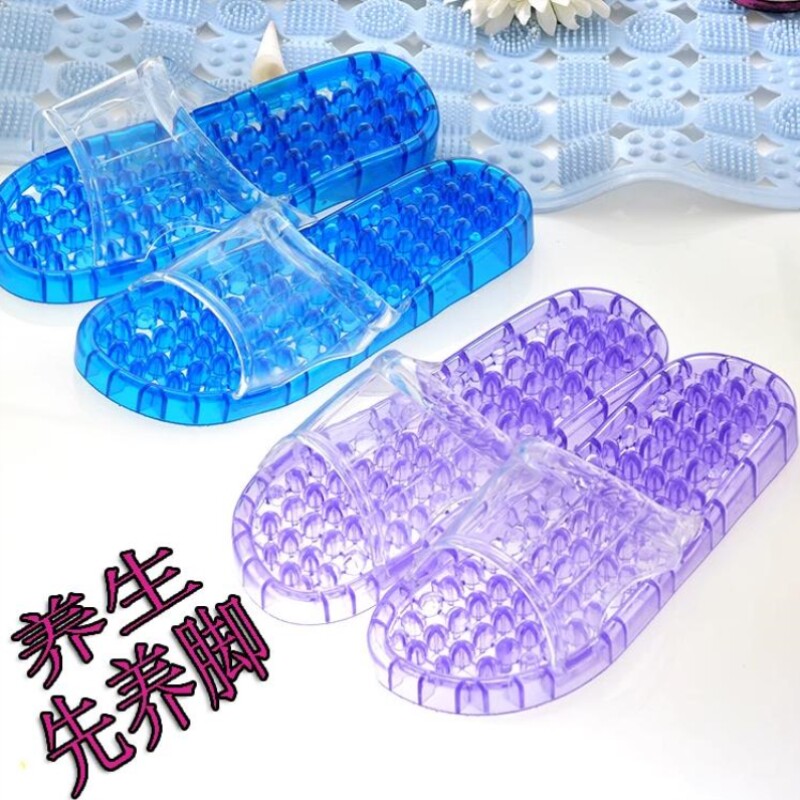 水晶凉鞋男女脚底按摩拖鞋足底穴位鹅卵石足疗鞋夏室内凉拖鞋