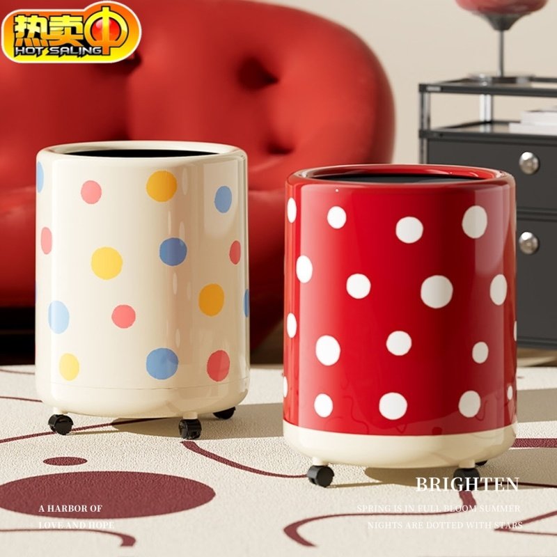 滑轮垃圾桶多巴胺可爱儿童家用客厅卧室滑轮高颜值卡通纸篓卫生桶