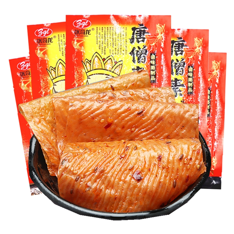 张奇龙唐僧素牛排麻辣片 8090后儿时怀旧大辣片唐僧素肉排辣条