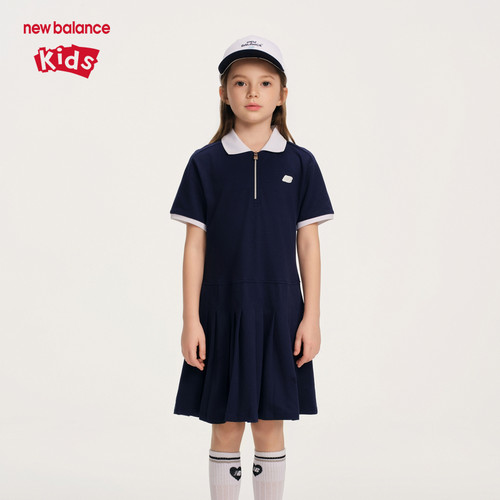 New Balance nb童装儿童女童夏季新款裙子百褶连衣裙ND7KF2E182