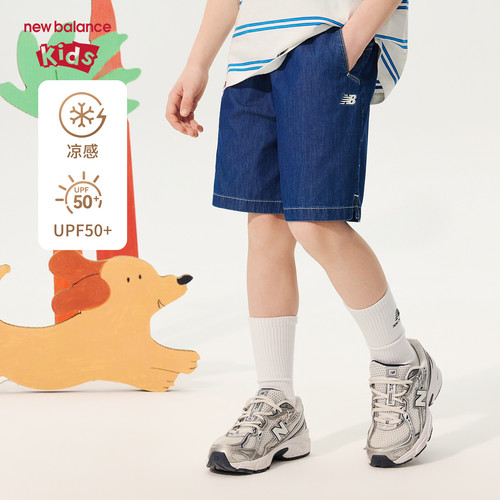 【凉感防晒】New Balance nb童装男女童26年夏牛仔短裤ND7VG2V053