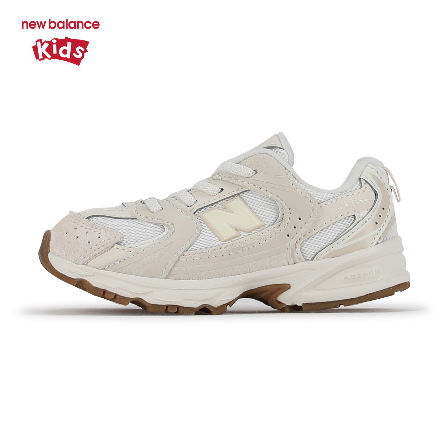 New Balance nb童鞋男女儿童25年新款米白色拼接休闲运动鞋530UL