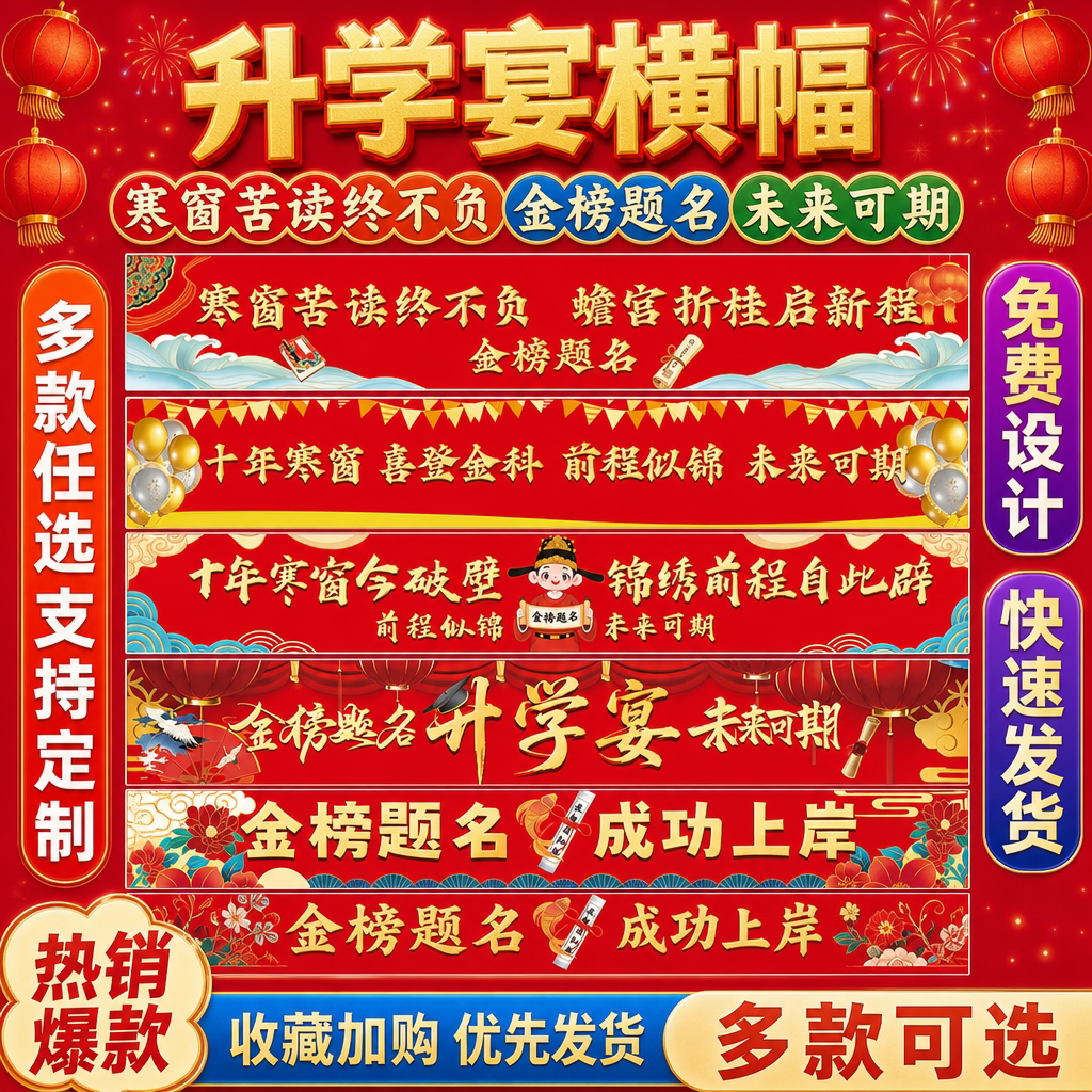 【金榜题名横幅】升学宴酒店布置图片