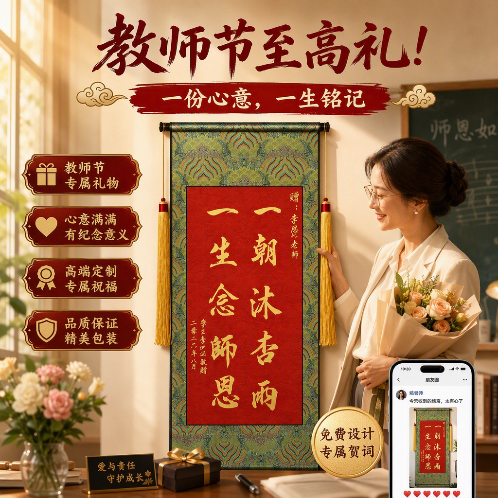 【教师节感恩礼】卷轴锦旗定制