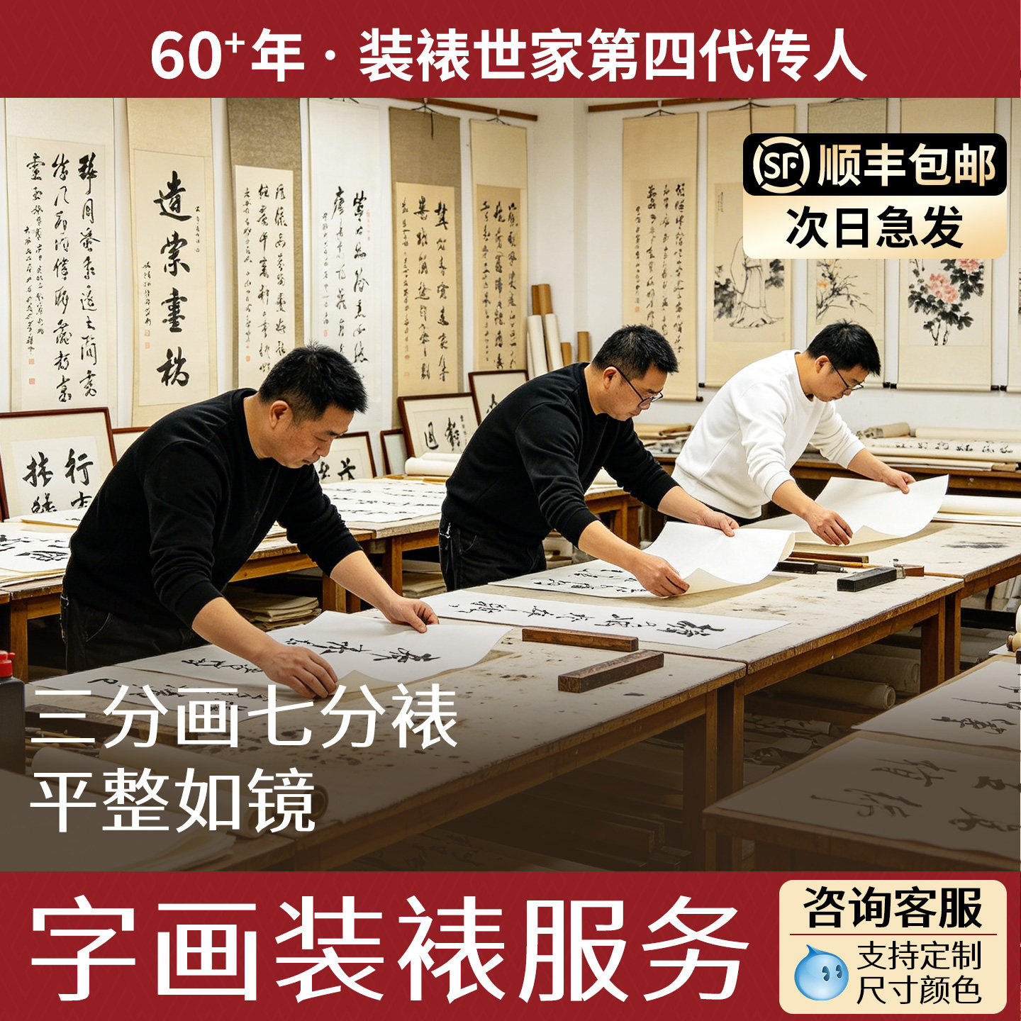 【顺丰包邮送货上门】卷轴装裱