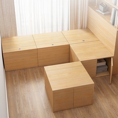 榻榻米落地床箱体床储物窗柜日式双人小户型儿童板式床约