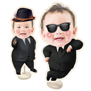 宝宝百日宴迎宾牌周岁生日布置人形立牌KT板卡通满月场景装饰背景