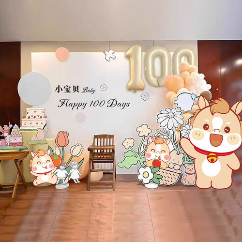 马宝宝百日宴背景板布置韩系kt板