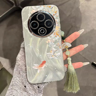 适用桂花锦鲤vivoY300PRO手机壳500/Y200I奢华Y100羽纱33T全包Y78PLUS防摔77E保护套76S新款73女52/10专用35+