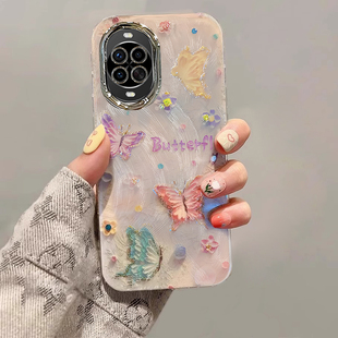 适用油画蝴蝶华为nova14手机壳13pro爆款12Ultra羽纱11se全包10防摔9保护套8新款7少女心6专用5带挂绳活力版