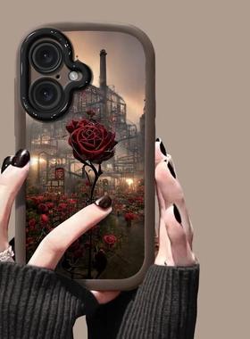 适用苹果16e手机壳17AIR/iPhone15Promax新款女14高端13玫瑰mini泡芙12防摔11保护套Xsmax奢华8plus软壳7潮6