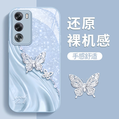 OPPOReno系列手机壳玻璃蝴蝶硬壳
