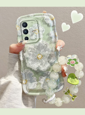 适用于VIVOS12手机壳新款S12Pro网红创意绿色油画花朵ins仙女款镜头全包硅胶软壳vivo仙女款防摔保护套高级感