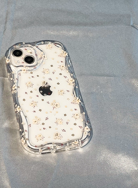 透明ins黄色小碎花适用苹果13Promax手机壳iPhone14创意ip11全包硅胶软壳Pro不会撞壳的plus防摔保护套mini