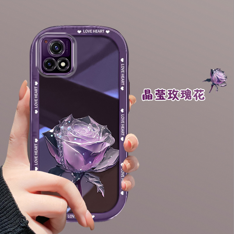 适用于VIVOY52s手机壳新款vivoV2057A个性创意晶莹玫瑰高级感vivo高级感不会撞壳的情侣款防摔保护套高端外壳-封面