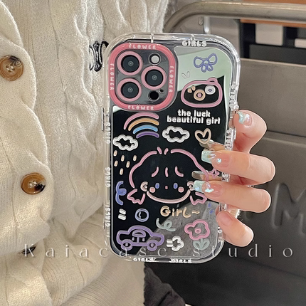 适用17air苹果15手机壳16E新款ins女iPhone14高级感13镜面12Promax/11全包xs可爱xr防摔8plus保护套p9二代se2