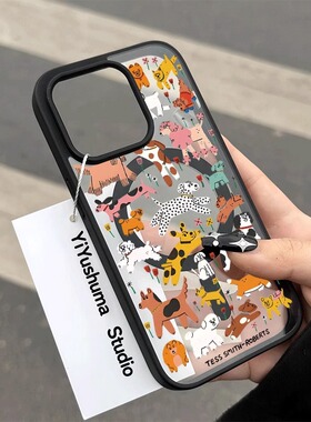 花朵狗狗磁吸壳适用苹果16Promax新款iPhone15手机壳ip14透明13可爱mini个性12防摔xs保护套8plus全包ins软壳