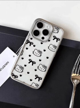 适用苹果16手机壳iPhone15Promax新款ip14大孔13电镀12Pro简约11透明Xsmax防摔8plus硬壳6s奢华7p蝴蝶Se2黑色