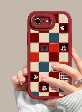 适用于苹果8手机壳iPhone13新款ip12的promax格子xs米奇xr创意max卡通7/8高级感14防摔mini全包se2保护套plus