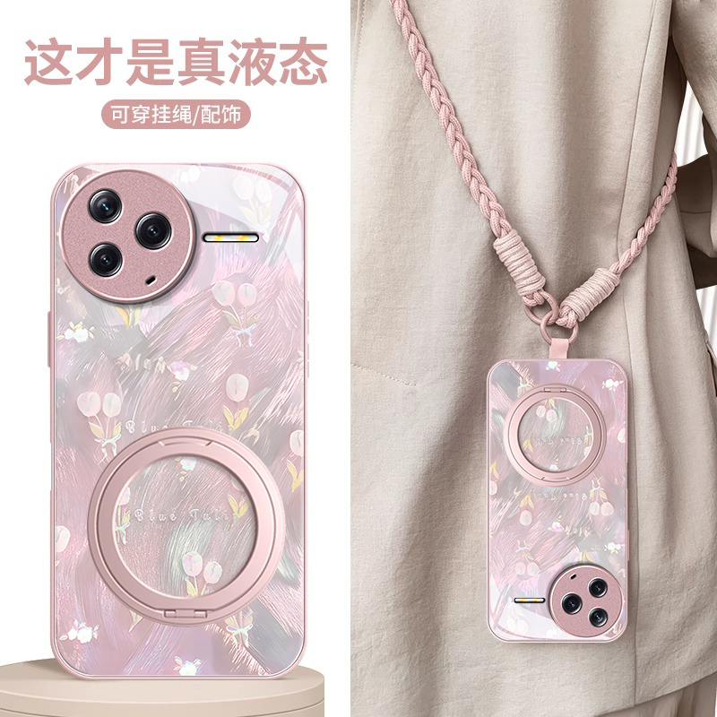 适用红米K系列镭射小花手机壳