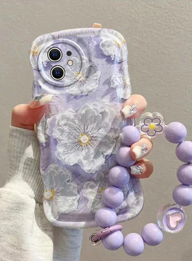 适用于苹果11手机壳新款iPhone11Promax全包硅胶软壳紫色油画花朵创意仙女款ip11Pro不会撞壳的ins防摔保护套
