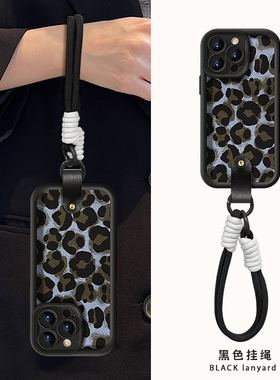 适用蓝色豹纹苹果17air手机壳16E新款iPhone15promax硅胶14plus外壳13mini女12全包11防摔8保护套7专用xsmax