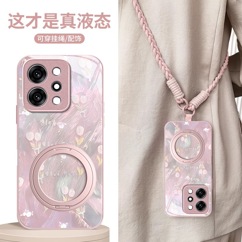 适用OPPOReno系列镭射小花手机壳